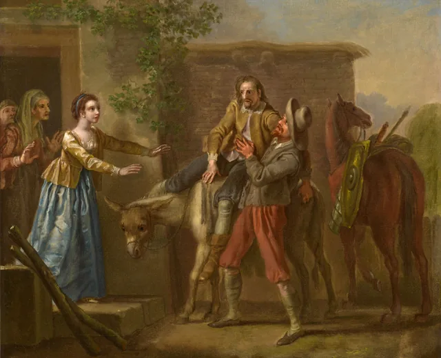 Don Quixote Brought Home by the Peasant after the Tilt with the Toledo Merchant, Francis Hayman
