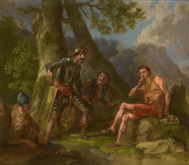 Dom Quixote discutindo com o louco Cardênio, Francis Hayman