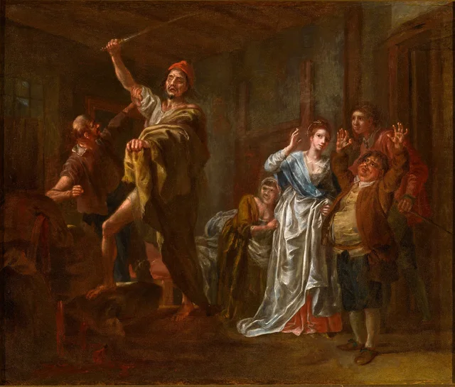 Don Quixote’s Battle with the Wine Skins, Francis Hayman