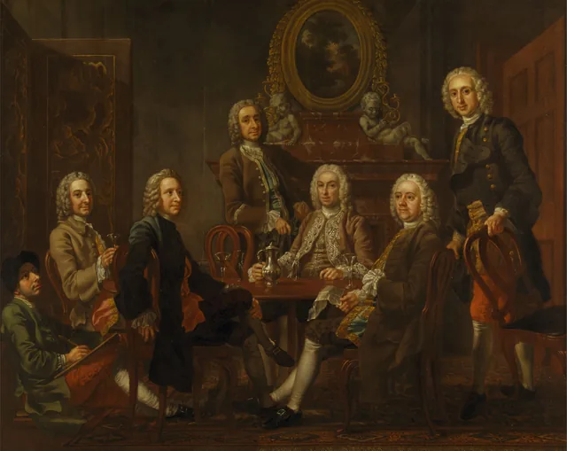 Portrait of a Group of Gentlemen, with the Artist, Francis Hayman