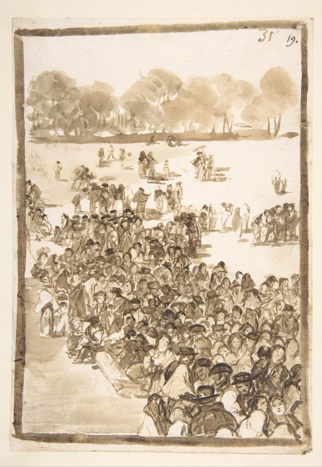 Foule dans un parc (page 31, album Images d'Espagne), Francisco de Goya
