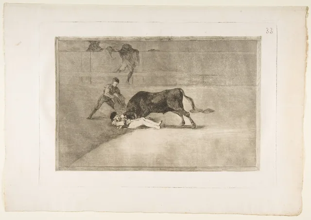 La Tauromachie, planche 33 : La mort malheureuse de Pepe Illo dans l'arène de Madrid, Francisco de Goya