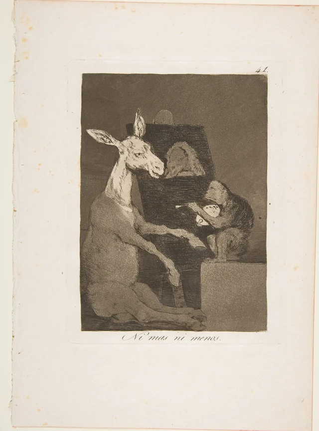 Plate 41 from "Los Caprichos": Neither more nor less (Ni mas ni menos), Francisco de Goya