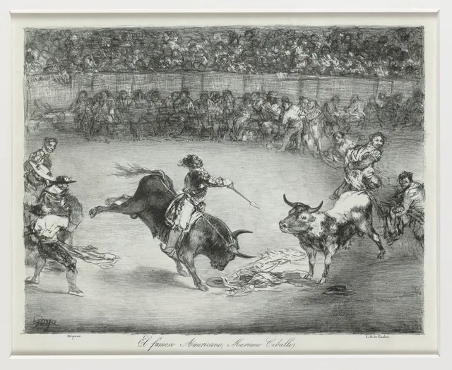 Mariano Ceballos riding a bull, from the 'Bulls of Bordeaux', Francisco de Goya