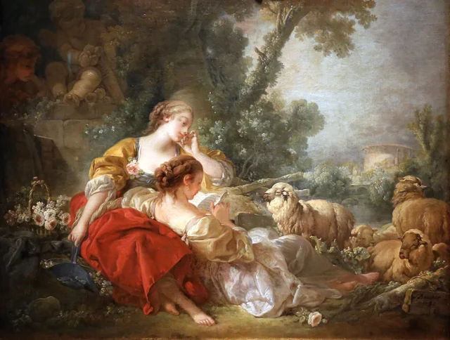 Pastoral Scene with Two Shepherdesses, François Boucher