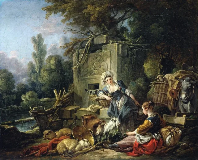 Pausing by the Fountain, François Boucher
