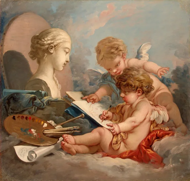 Cupids. Allegory of Painting, François Boucher