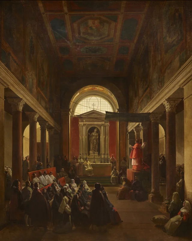 Interior de igreja (sermão em Santa Bibiana), François Marius Granet