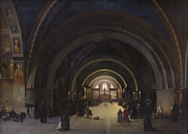 Interior of the Lower Basilica of Saint Francis at Assisi, François Marius Granet