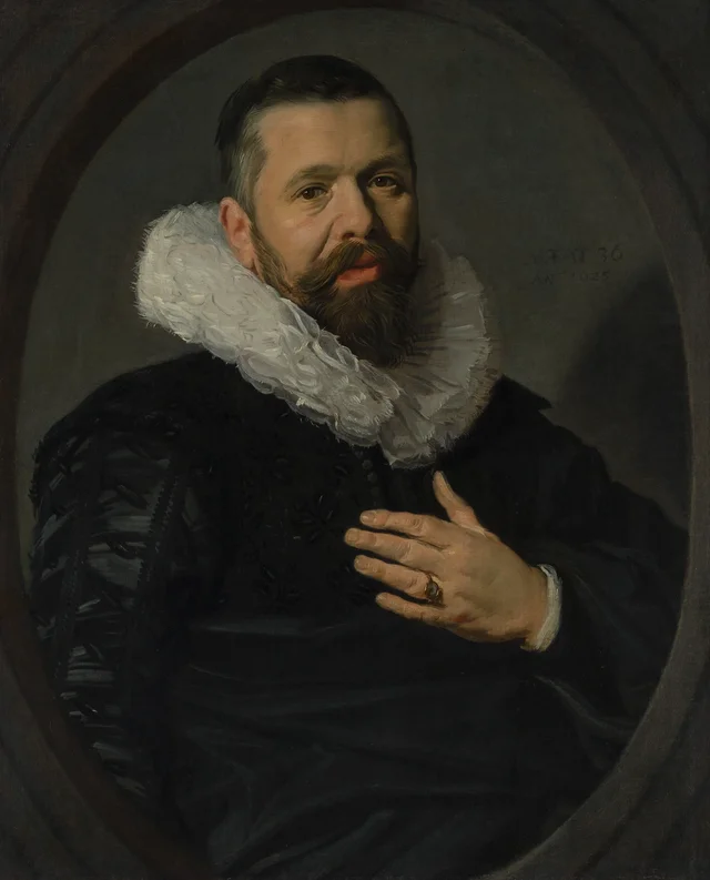 Retrato de un hombre barbudo con gorguera