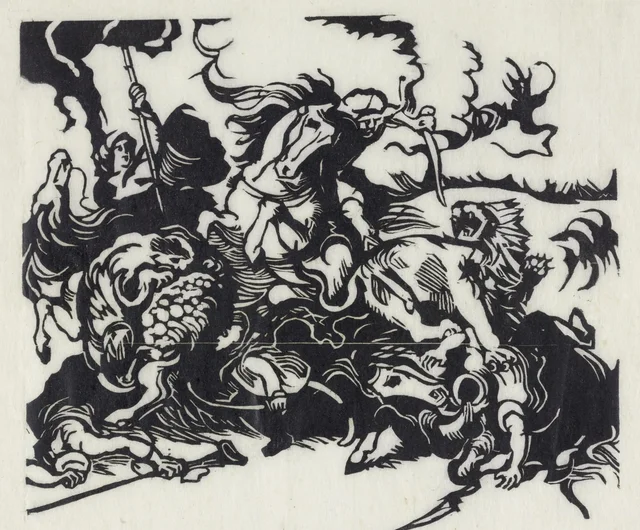 Lion Hunt after Delacroix, Franz Marc