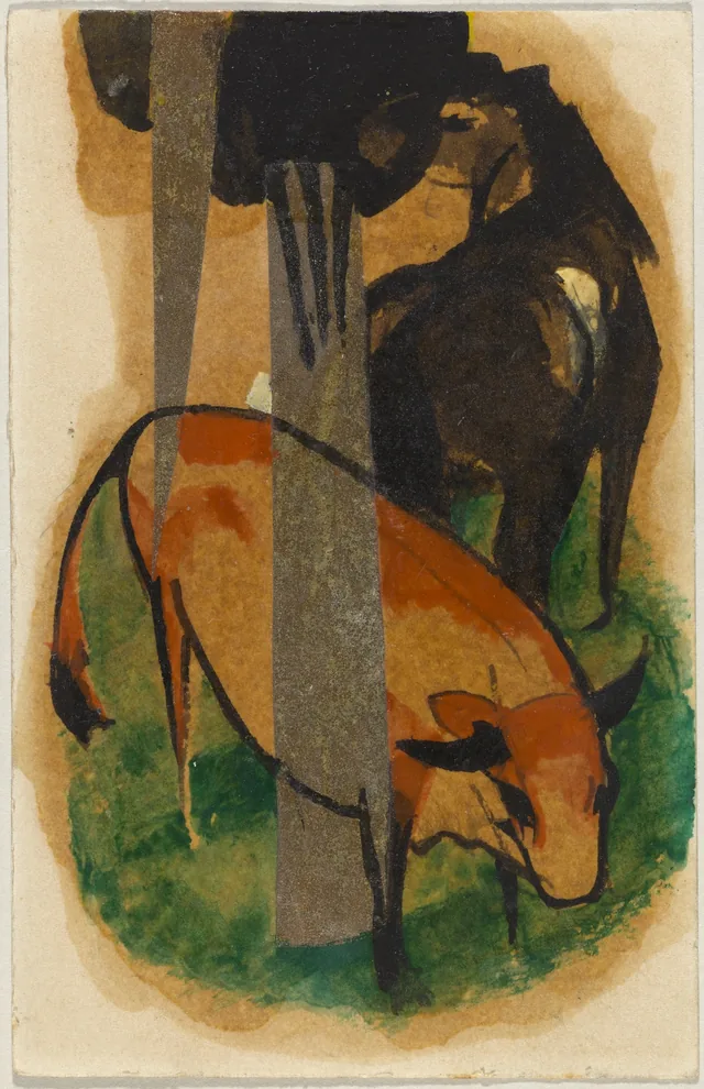 Red Horse and Yellow Steer (Black-Brown Horse and Yellow Steer), Franz Marc