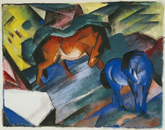 Cavalo vermelho e cavalo azul