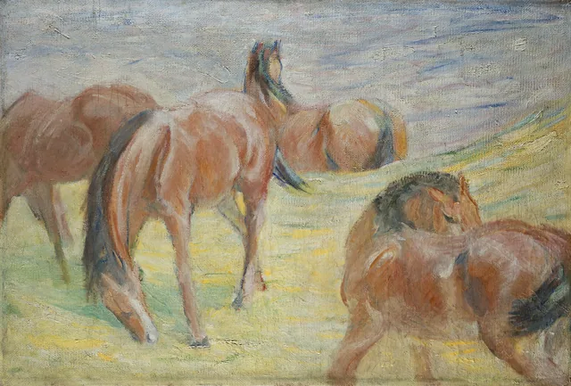 Caballos pastando I, Franz Marc