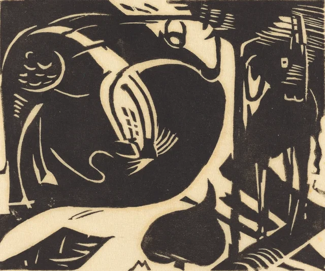 Two Mythical Animals (Zwei Fabeltiere), Franz Marc
