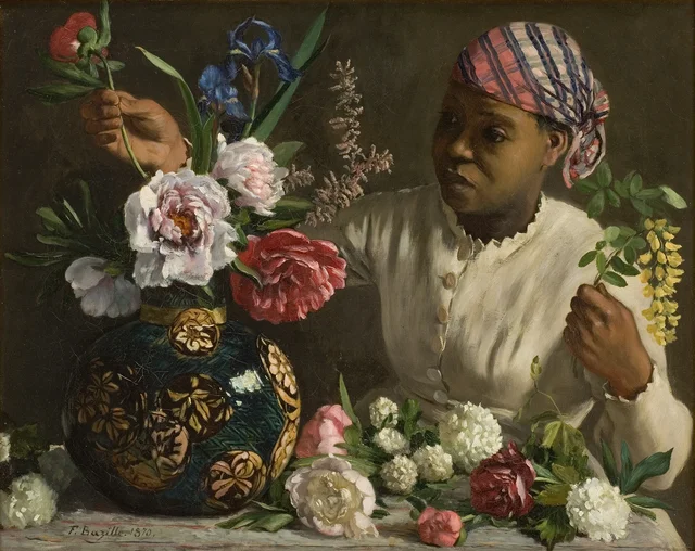 Joven con peonías, Frédéric Bazille