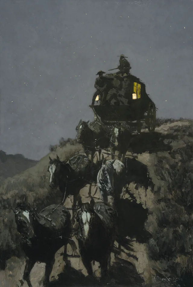 The Old Stage-Coach of the Plains, Frederic Remington