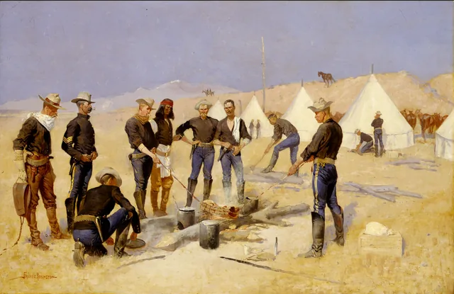Roasting the Christmas Beef in a Cavalry Camp, Frederic Remington