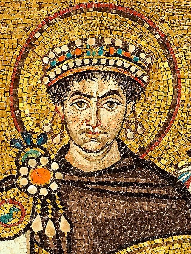 Emperor Justinian (detail of the mosaic of Justinian and His Court)