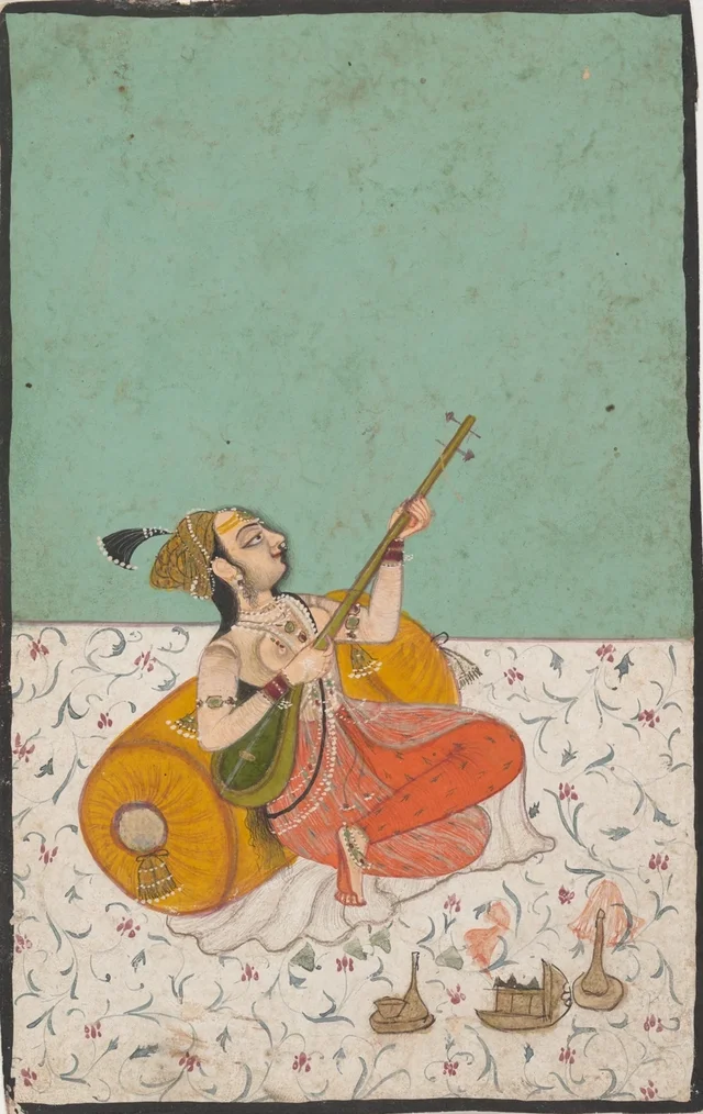 Lady Musician Playing a Sitar, anonyme, école de Kota (Rajasthan)