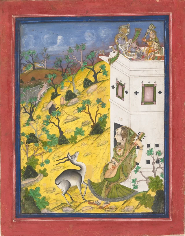 A Female Musician Charms an Antelope, anonyme, école de Kota (Rajasthan)