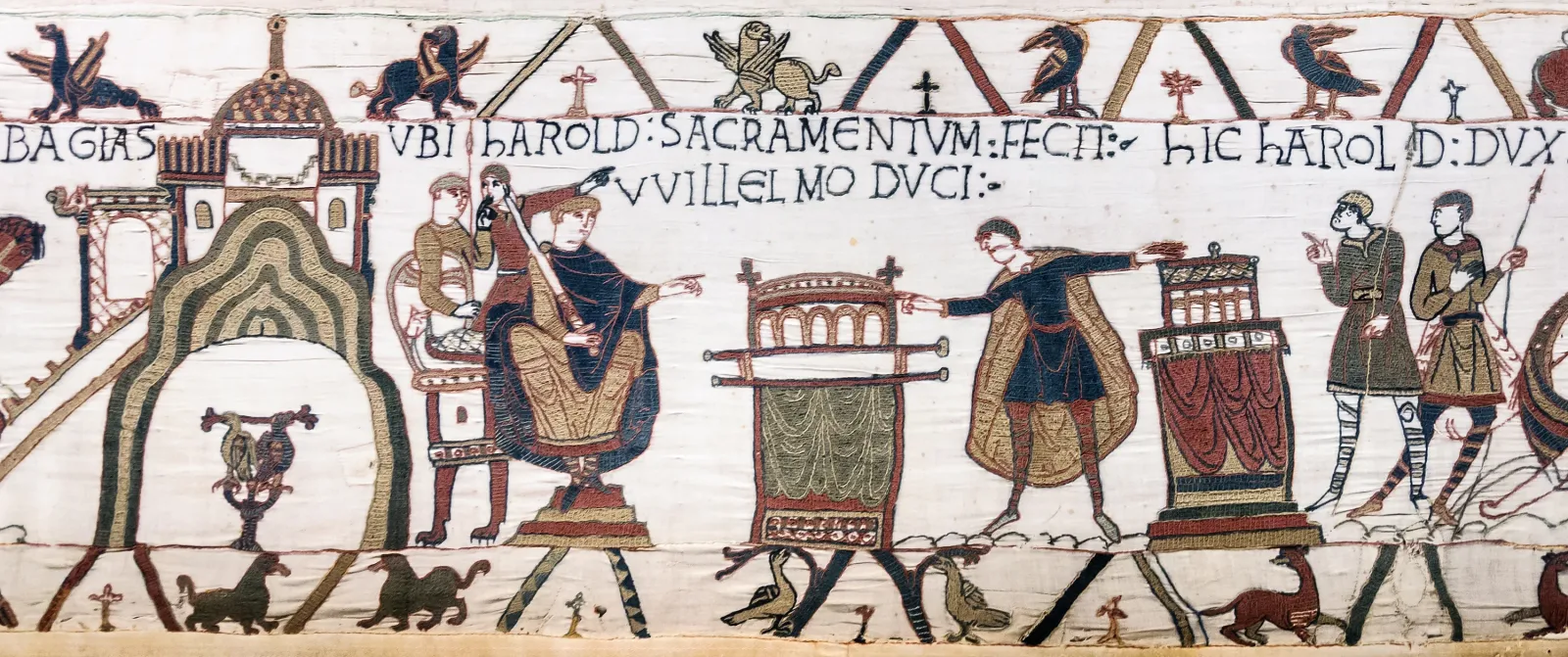 Tapiz de Bayeux, escena 23: Harold presta juramento al duque Guillermo, anonyme