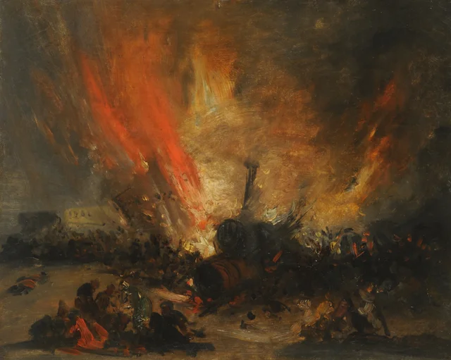Explosion of a Locomotive, Genaro Pérez Villaamil