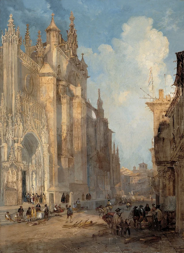 Seville Cathedral on the Side of the Steps, Genaro Pérez Villaamil