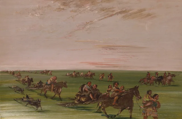 Band of Sioux Moving Camp