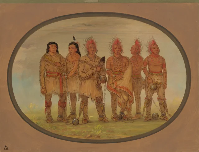 Black Hawk e outros cinco prisioneiros sauks