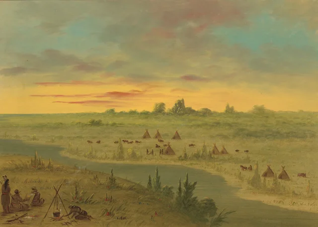 Encampment of Pawnee Indians at Sunset