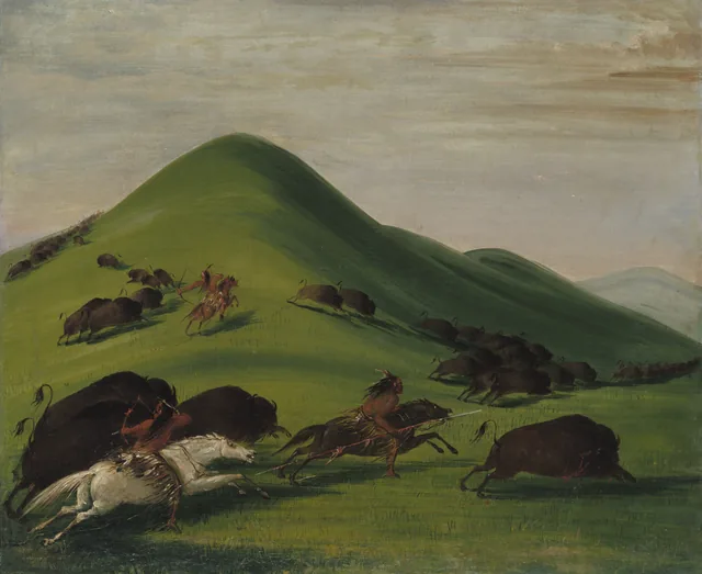 Buffalo Chase over Prairie Bluffs