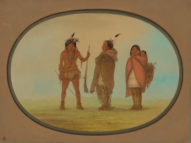 Arapaho Chief, His Wife, and a Warrior