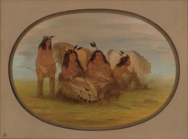 Camanchee Chief with Three Warriors