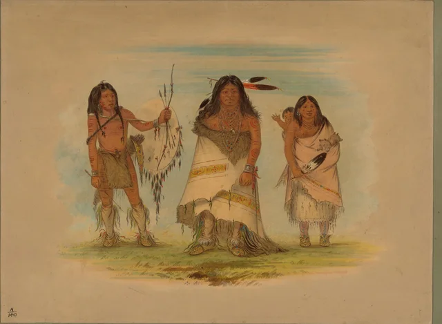 Camanchee Chief, His Wife, and a Warrior