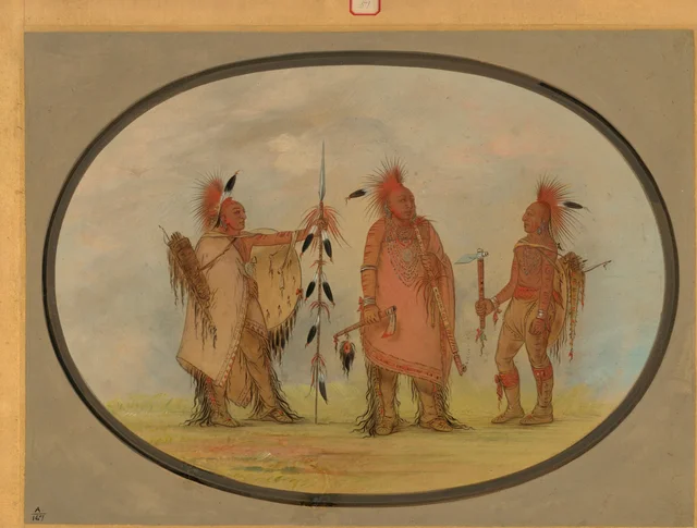 Osage Chief with Two Warriors