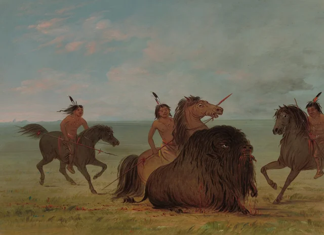 Camanchees Lancing a Buffalo Bull
