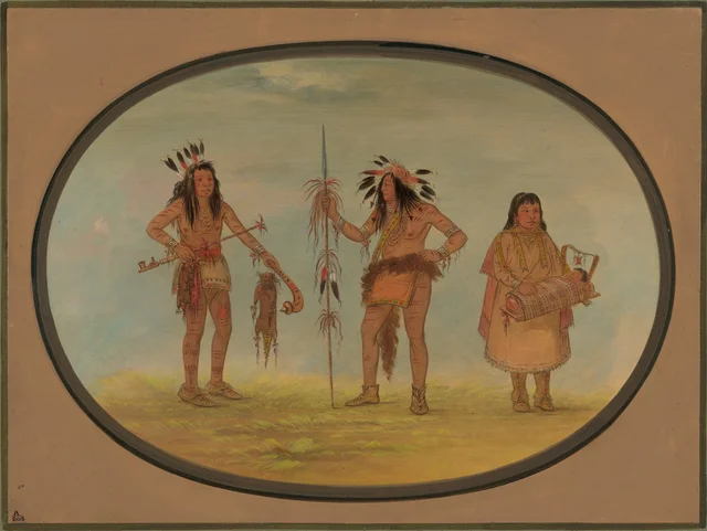 Two Ojibbeway Warriors and a Woman