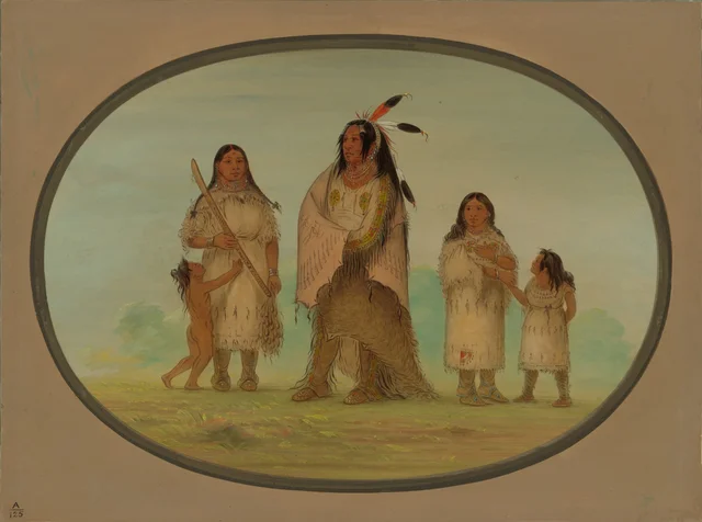 Assinneboine Warrior and His Family