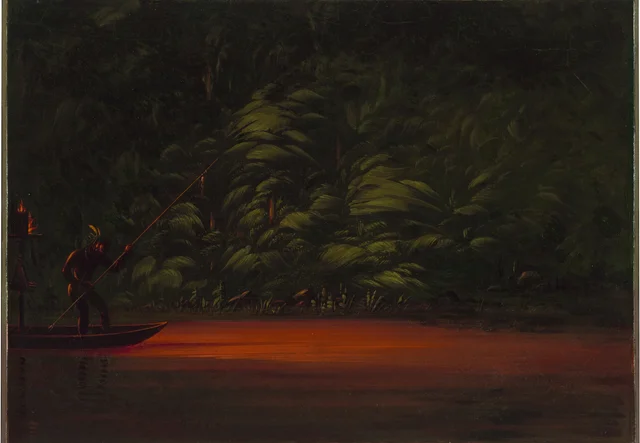 Arpoação à luz de tochas no Amazonas