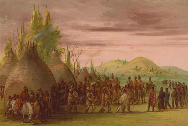 La Salle recebido na aldeia dos índios cenis. 6 de maio de 1686