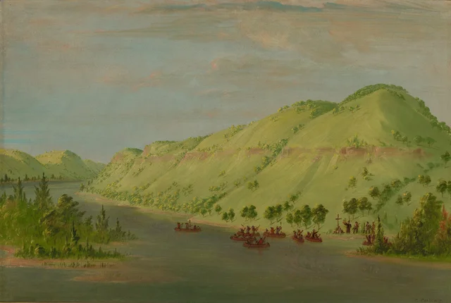 ラ・サールと合流するためミシシッピ川を離れるエヌパン神父。1680年5月8日