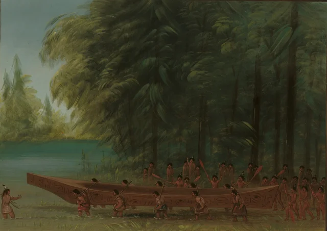 Lançamento de uma canoa - índios nayas