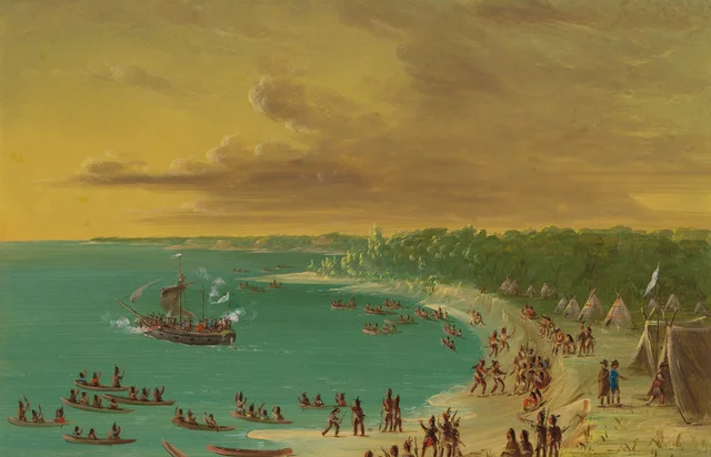 エリー湖でのグリフォン号の初航海。1679年8月7日