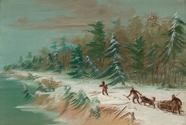 Retorno ao Forte Frontenac de trenó. Fevereiro de 1679