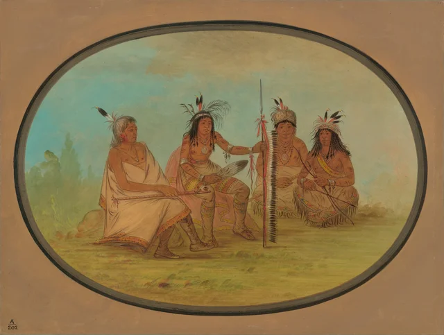 An Aged Ojibbeway Chief and Three Warriors