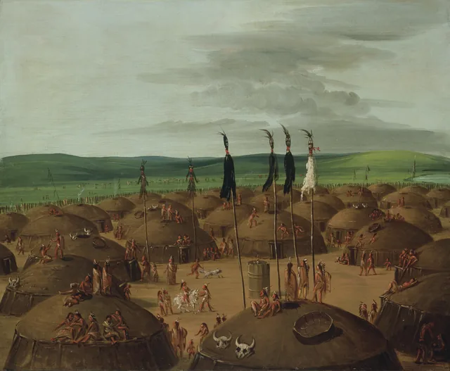 Bird's-eye View of the Mandan Village, 1800 Miles above St. Louis