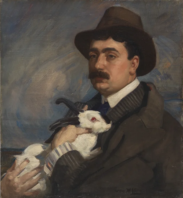 Hombre con conejo, George W. Lambert