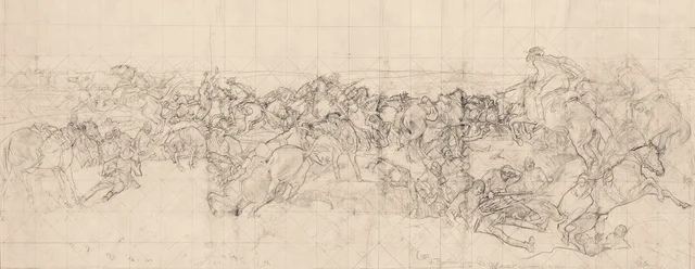 A Carga da 4ª brigada de cavalaria ligeira em Beersheba, George W. Lambert