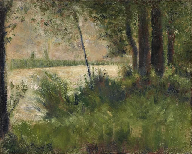 Ribera cubierta de hierba, Georges Seurat